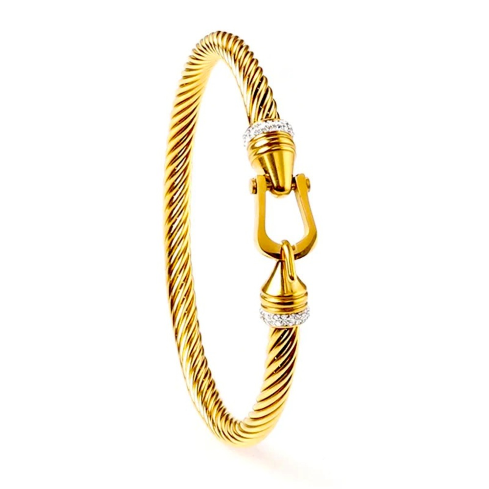 New 18k gold plated, titanium steel hook fashion bracelet. Gold color.